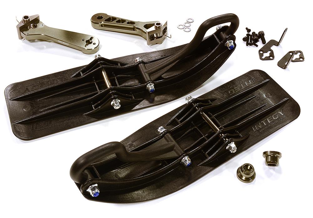 C28552GREY Front Sled Ski Attachment Set for Axial 1/8 Yeti XL (for RWD Operation) - Image 1