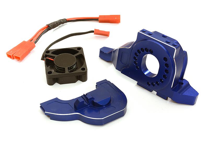 C28714BLUE Alloy Motor Mount w/ Cooling Fan for TRX-4 Scale & Trail Crawler - Image 1