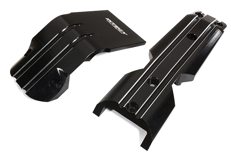C28798BLACK Billet Machined Alloy Front Skid Plates (2) for Traxxas 1/10 E-Revo 2.0 8637 - Image 1