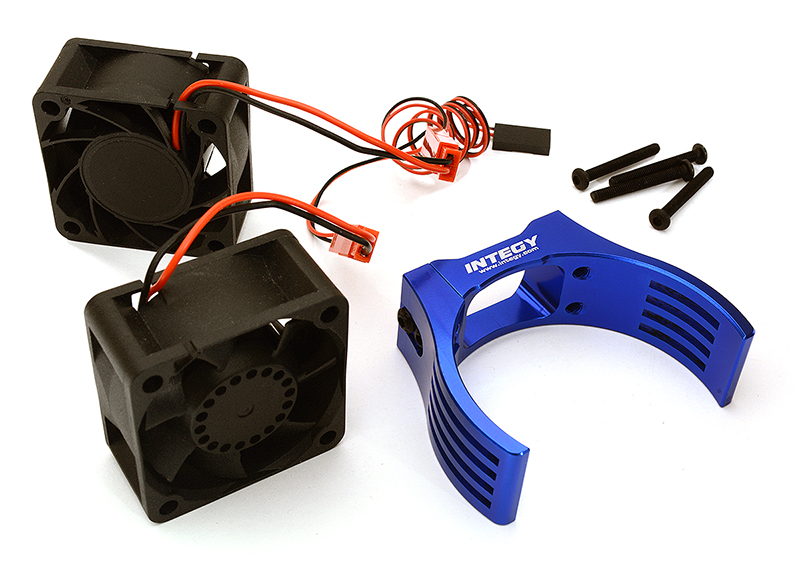 C28852BLUE Machined Motor Heatsink & Cooling Fans for Losi 1/5 Desert Buggy XL-E & 2.0 - Image 1