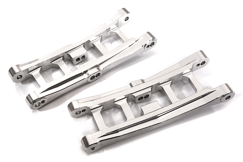 C29611SILVER Billet Machined Front Suspension Arms for Team Associated DR10 Drag Race Car RTR - Image 1