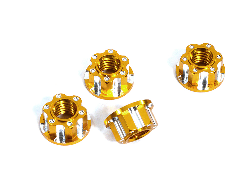 C30044GOLD Realistic Billet Machined M4 Size Wheel Nuts for 1/10 Scale RC - Image 1