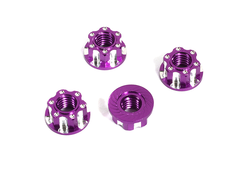 C30044PURPLE Realistic Billet Machined M4 Size Wheel Nuts for 1/10 Scale RC - Image 1