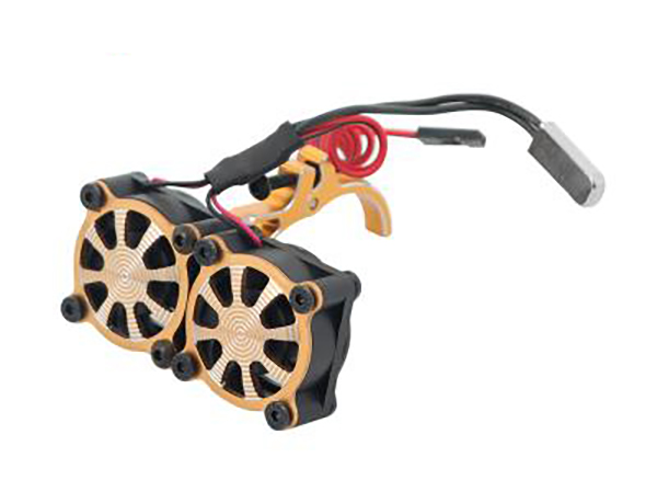 C30123GOLD Alloy Mount + Thermo Controlled Twin Cooling Fan for Motor 36mm O.D. - Image 1