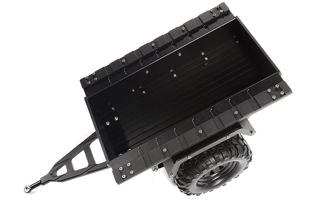 C30566BLACK Realistic Leaf Spring 1/10 Size Utility Box Trailer for Scale Crawler Truck - Image 1