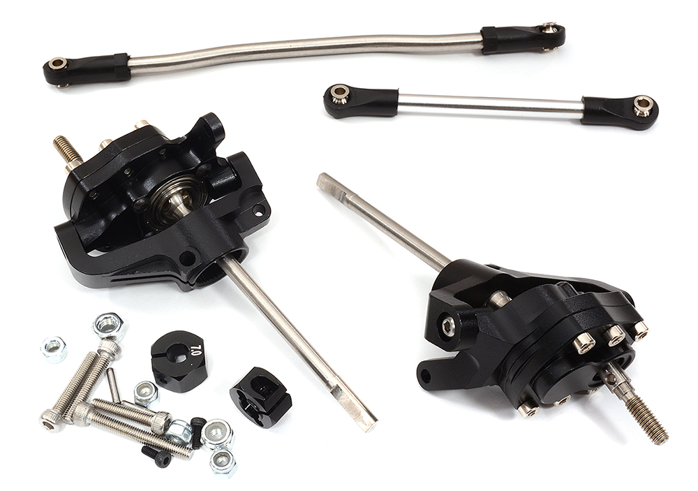 C30575BLACK Alloy Machined Front Portal Axle Conversion for Axial 1/10 SCX10 II - Image 1