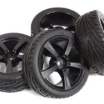 5 Spoke Complete Wheel & Tire Set (4) for 1/10 Touring Car Offset 3.5mm