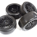 20 Spoke Complete Wheel & Tire Set (4) for 1/10 Touring Car W=26mm Offset 3.5mm