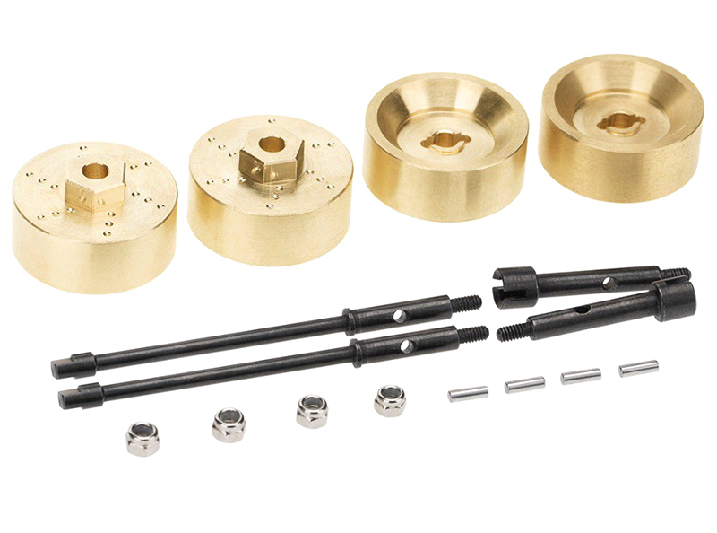 C30636 Brass 19g Each Wheel Spacers 11mm Thick w/ Extended Axles for Axial 1/24 SCX24 - Image 1