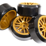 14 Spoke Wheel & Tire Set (4) for Drift Racing (O.D.=62mm) W=26mm Offset 2.5mm