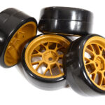 7Y Spoke Wheel & Tire Set (4) for Drift Racing (O.D.=62mm) W=26mm Offset 4.5mm