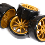 10 Spoke Wheel & Tire Set (4) for Drift Racing (O.D.=62mm) W=26mm Offset 3.5mm