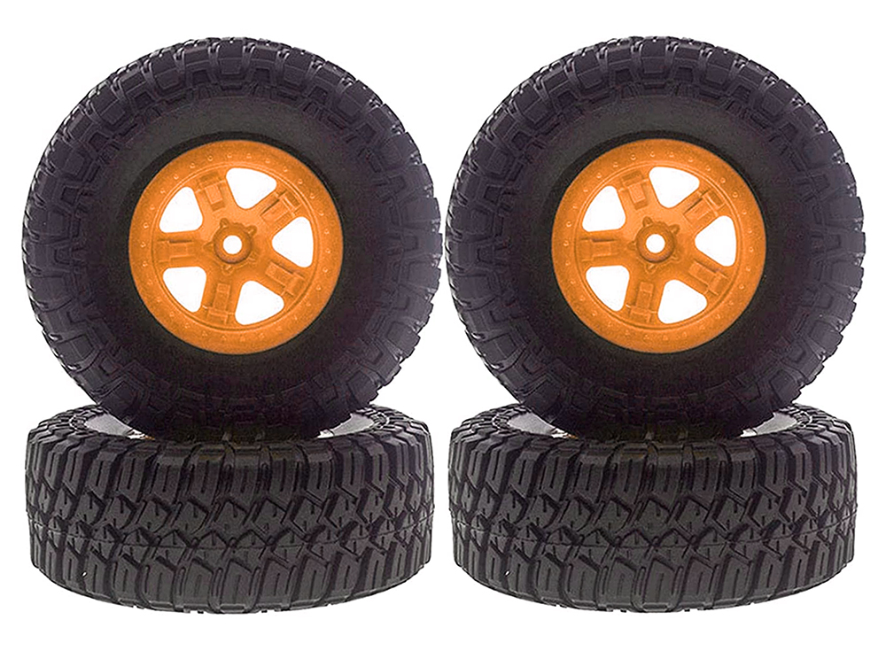 C31012ORANGE Composite Short Course 2.2/3.0 Size Wheel & Tire (4) (O.D.=120mm) - Image 1