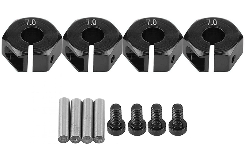 C31082BLACK 12mm Hex Wheel (4) Hub 7mm Thick for 1/10 Traxxas, Axial, Tamiya, Drift & TC - Image 1