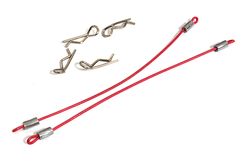 C31118PINK Secured Body Clip (4) with 120mm Retainer Link for 1/16 & 1/10 RC - Image 1