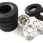 Front & Rear Alloy Wheel and Tire Set for 1/14 Tamiya RC Truck in 4pcs