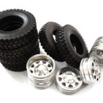 Front & Rear Alloy Wheel + Tire (4) Set for Tamiya 1/14 1838 1850 Truck