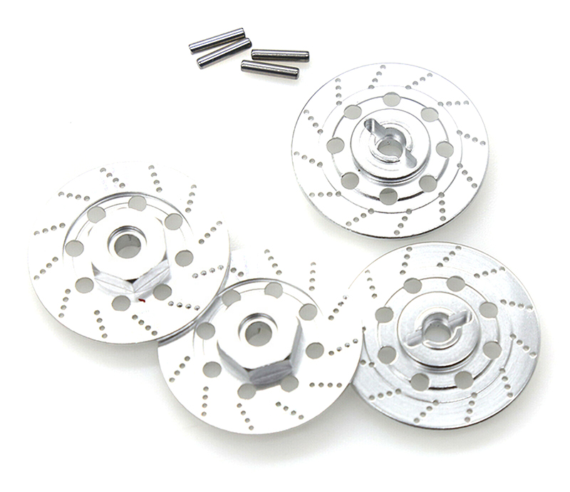 C31239SILVER Realistic Alloy Machined Brake 12mm Hex Hub Set for 1/10 Scale On-Road - Image 1