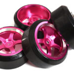 5 Spoke Wheel & Tire Set (4) for Drift Racing (O.D.=62mm) W=26mm Offset 3.5mm