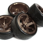 6 Spoke Wheel & Tire Set (4) for Drift Racing (O.D.=62mm) W=26mm Offset 6.5mm