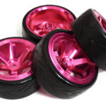 6 Spoke Wheel & Tire Set (4) for Drift Racing (O.D.=62mm) W=26mm Offset 6.5mm