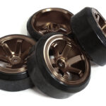 6 Spoke Wheel & Tire Set (4) for Drift Racing (O.D.=62mm) W=26mm Offset 6.5mm