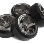 6 Spoke Wheel & Tire Set (4) for Drift Racing (O.D.=62mm) W=26mm Offset 6.5mm