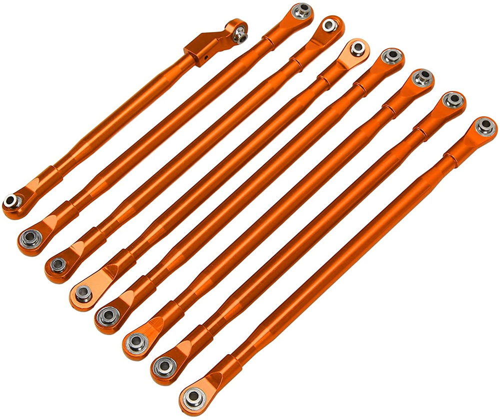 C31756ORANGE Front & Rear Upper Suspension Linkages (8) for Axial SCX6 Crawler 254003 254004 - Image 1