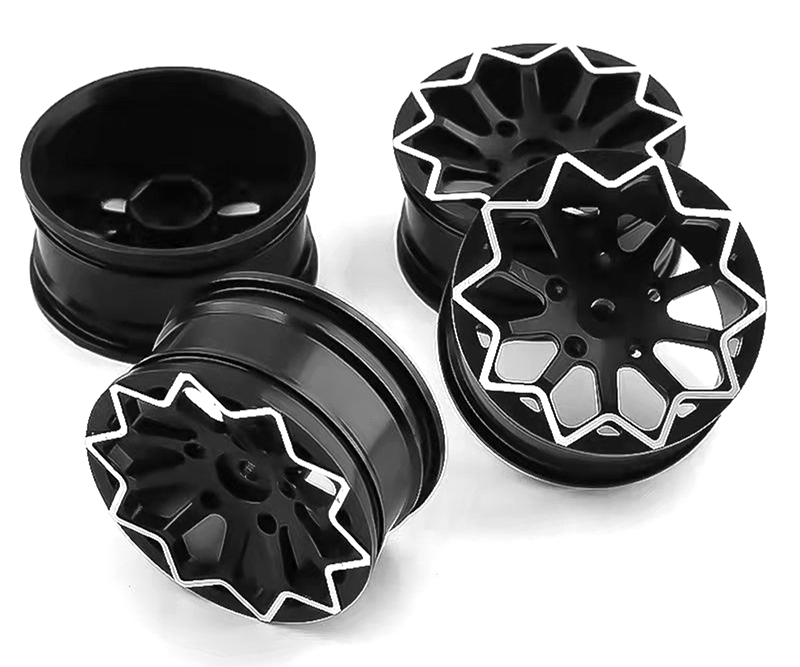C31890BLACK 10 Spoke Alloy Wheel Set (4) for 1/10 Drift Racing W=26mm Offset 4.5mm - Image 1