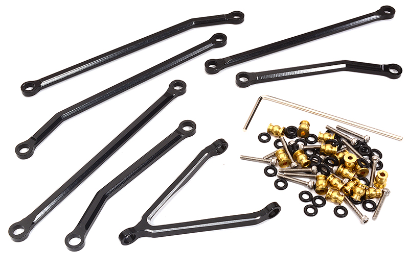 C32044BLACK Angled Alloy Linkage Set for Axial 1/24 SCX24 Jeep JT Gladiator AXI0005 - Image 1