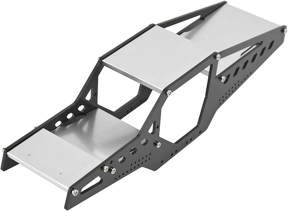 C32049SILVER Aluminum Machined Main Chassis Conversion for Axial 1/24 SCX24 Deadbolt & C10 - Image 1