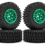 Alloy Machined Wheels (4) w/ Rubber Tires for Axial 1/24 SCX24 O.D.=51mm