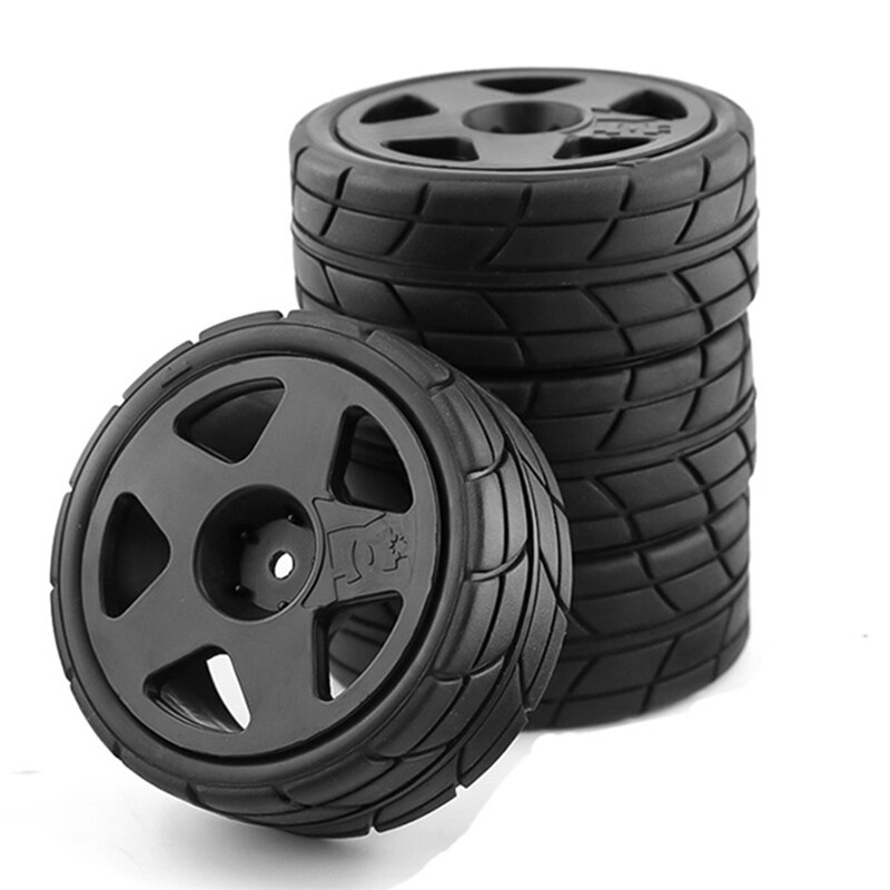 C32257 5 Spoke Wheel & Tire Set (4) for 1/10 Touring (O.D.=66mm) W=26mm Offset 2.5mm - Image 1