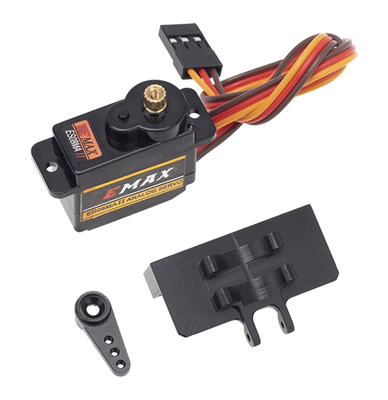 C32341BLACK Alloy Servo Horn, Alloy Servo Mount & 12g MG Servo for Axial SCX24 - Image 1