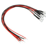 3mm Size Warm White LED Lights (5) w/ Wires DC Input 6V-12VDC