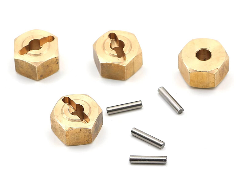 C32811 Brass Machined Hex (4) Adapters 27g Total for 1/18 UTB18 Capra 4WD - Image 1