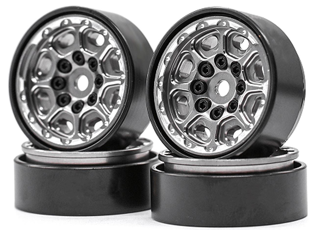 C32869GUN Alloy Machined Beadlock Wheels (4) Set for Traxxas 1/18 TRX-4M Crawler 9869 - Image 1