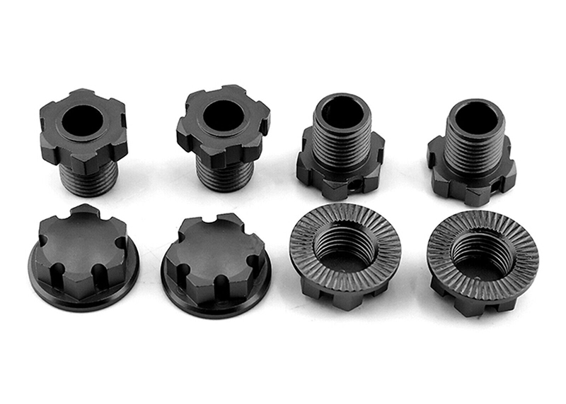 C33224BLACK Alloy Machined 17mm Hex Hubs (4) for Traxxas Sledge & E-Revo 2.0 (2018+) 8654 - Image 1