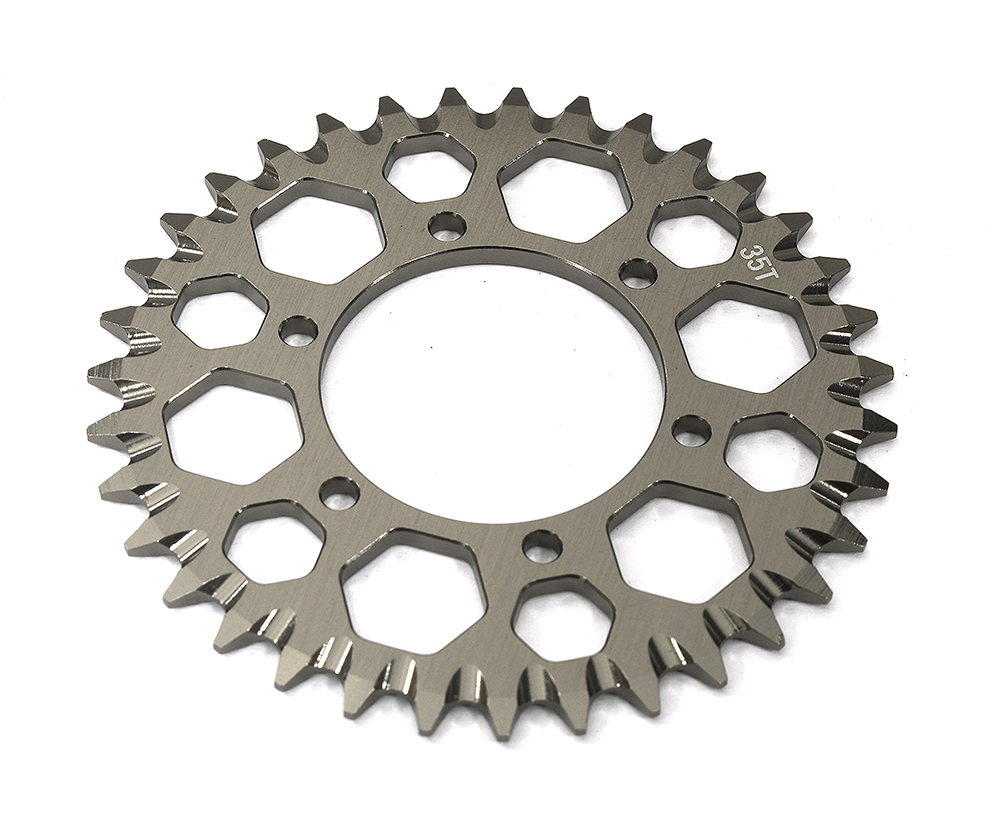 C33598GREY Billet Machined 35T Hub Chain Sprocket for Losi 1/4 Promoto-MX Motorcycle - Image 1