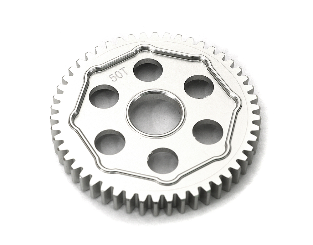 C33647SILVER Machined 50T Hard Anodized Transmission Gear for Losi 1/4 Promoto-MX Motorcycle - Image 1