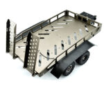 Machined Alloy Dual Axle Flatbed RC Car Trailer Kit, Silver, 1/16-1/18 Scale - Image 2