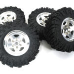 Billet Machined 5 Spoke 1.9 Wheel & Tire Set (4) for Scale Crawler (O.D.=98mm)
