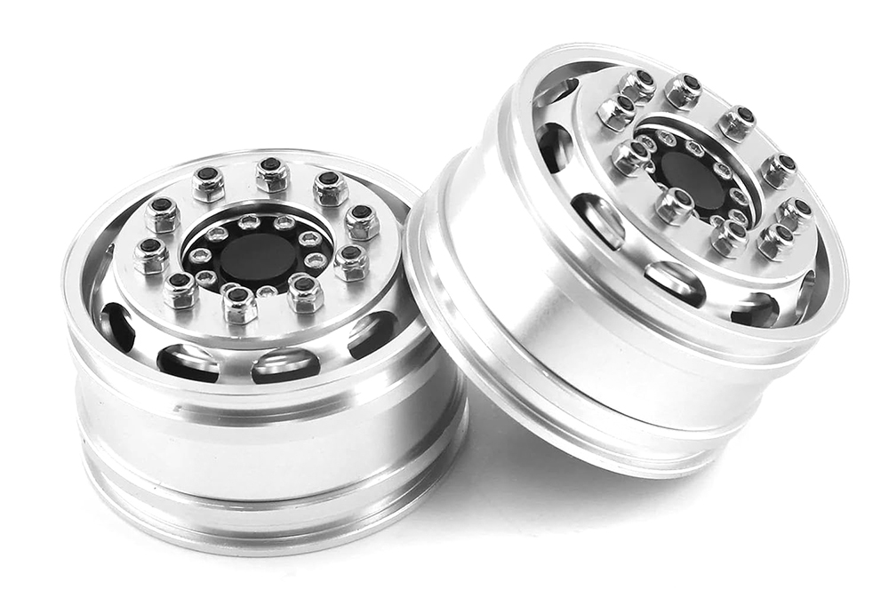 C33996 Billet Machined Alloy Wide 25mm Front Wheels (2) for Tamiya 1/14 Tractor Trucks - Image 1