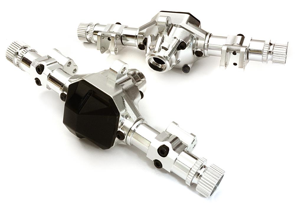 OBM1343SILVERBLACK Machined Alloy Axle (2) Housings w/ Diff Covers for Axial SCX10 II 90046 Crawler - Image 1
