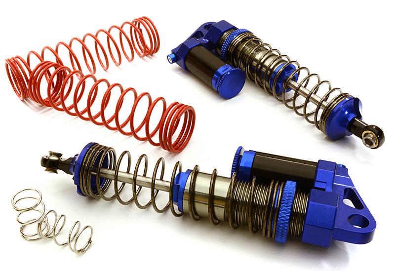 OBM1443BLUE Alloy 90mm Piggyback Shock (2) w/ Rebound Adjust for SCX-10, SCX10 II, SCX10 III - Image 1