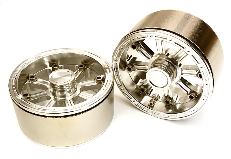 OBM901329SILVER High Mass Beadlock Aluminum 1.9 Wheels Spoke-8 for 1/10 Scale Crawler - Image 1