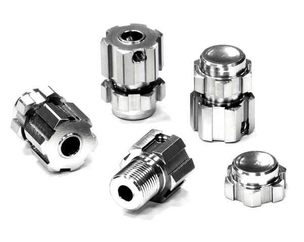 T4134SILVER Machined Wheel 17mm Hex Adapter(4) +6mm Offset for 1/10 E-Revo(-2017) & Revo 3.3 - Image 1