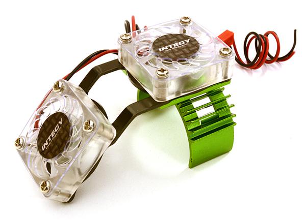 T6666GREEN Motor Heatsink + Twin Cooling Fan for HPI 1/10 Blitz - Image 1