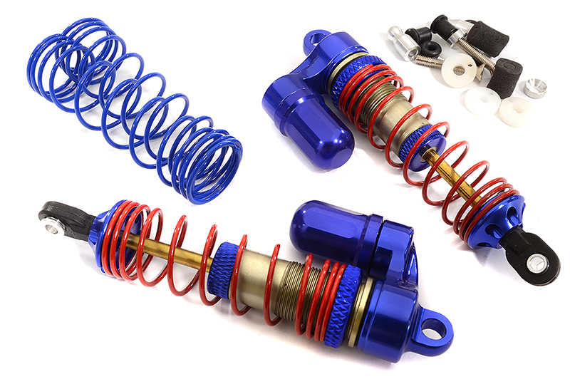 T8146BLUE V2 MXR9 Front Piggyback Shocks for Traxxas Stampede, Rustler 2WD & Slash - Image 1
