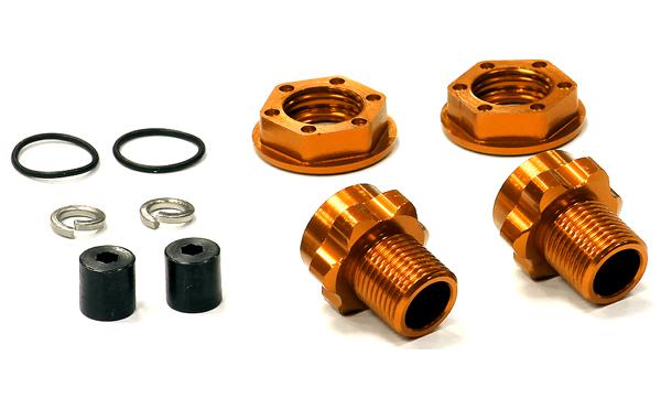 T8182ORANGE Billet Machined Wheel 17mm Hex Rear Adapter(2) +3mm Offset for Traxxas 1/10 Jato - Image 1